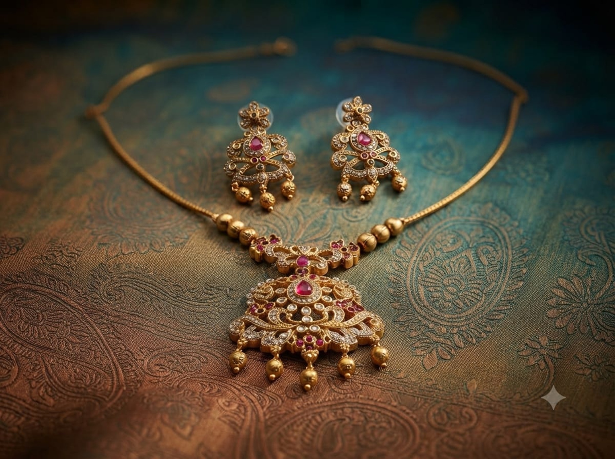Traditional Gold Plated Antique Necklace Set