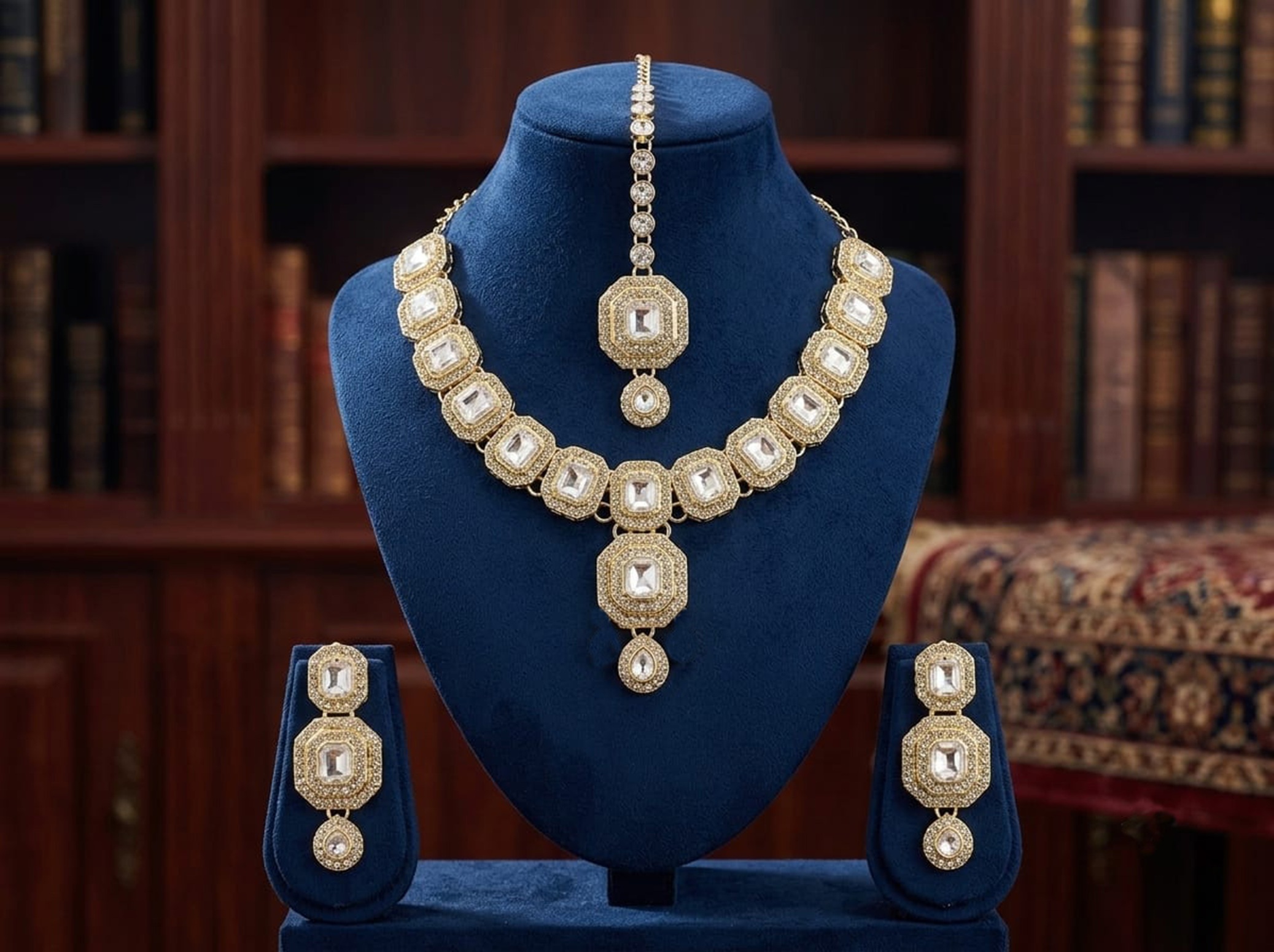 Ruby Stone Bridal Necklace Set