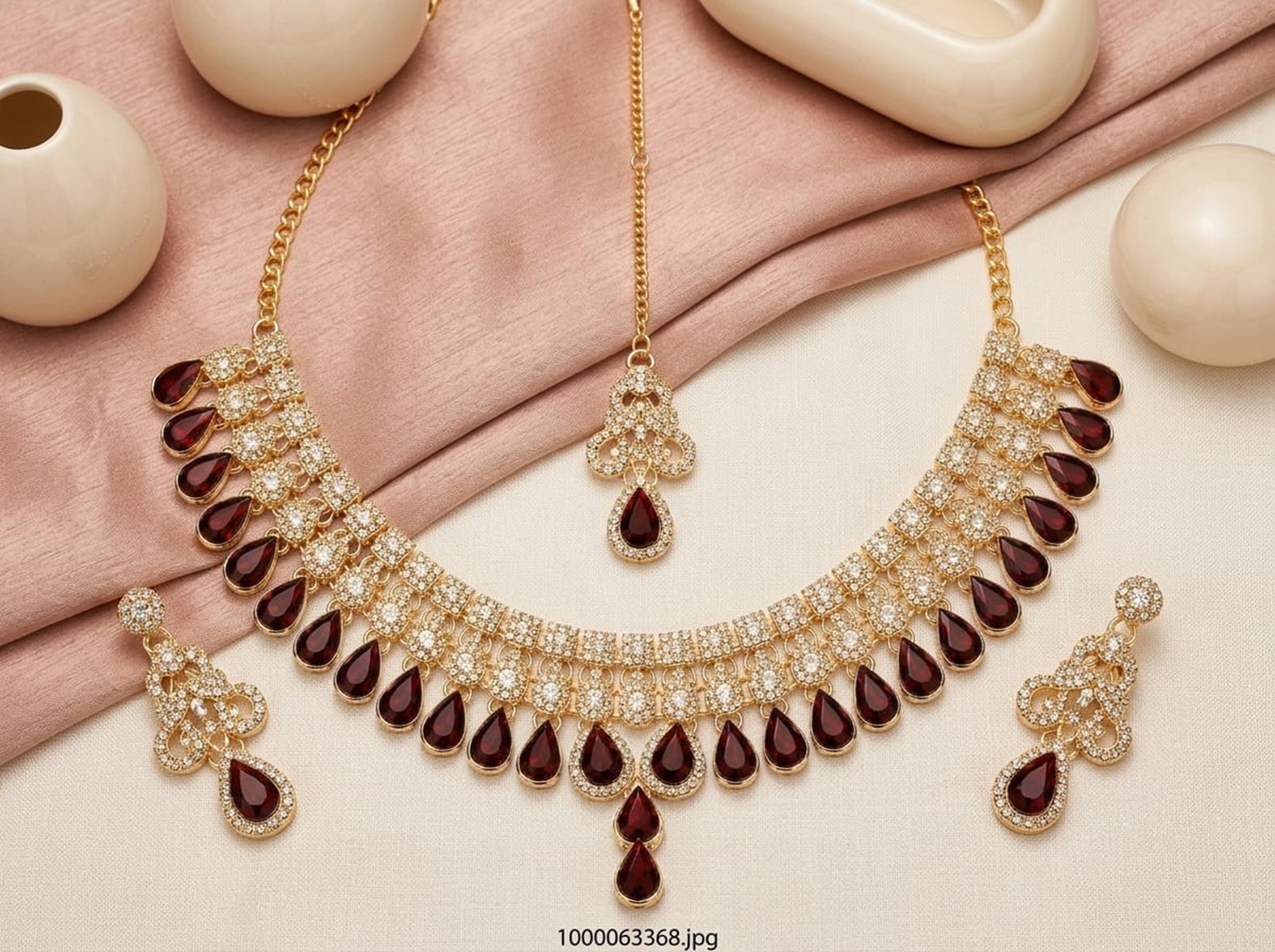 Ruby Gold-Plated Necklace Set