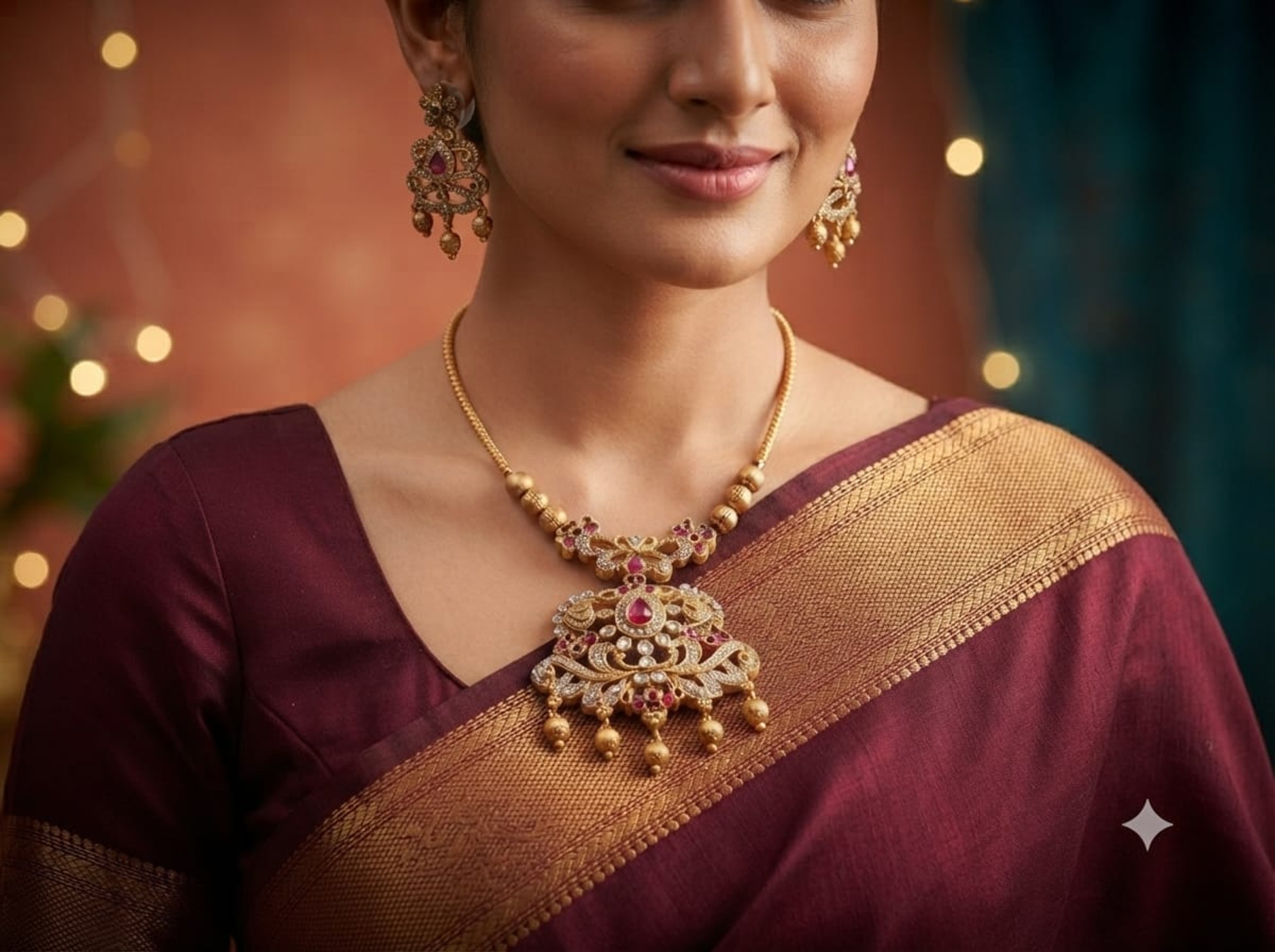 Traditional Gold Plated Antique Necklace Set