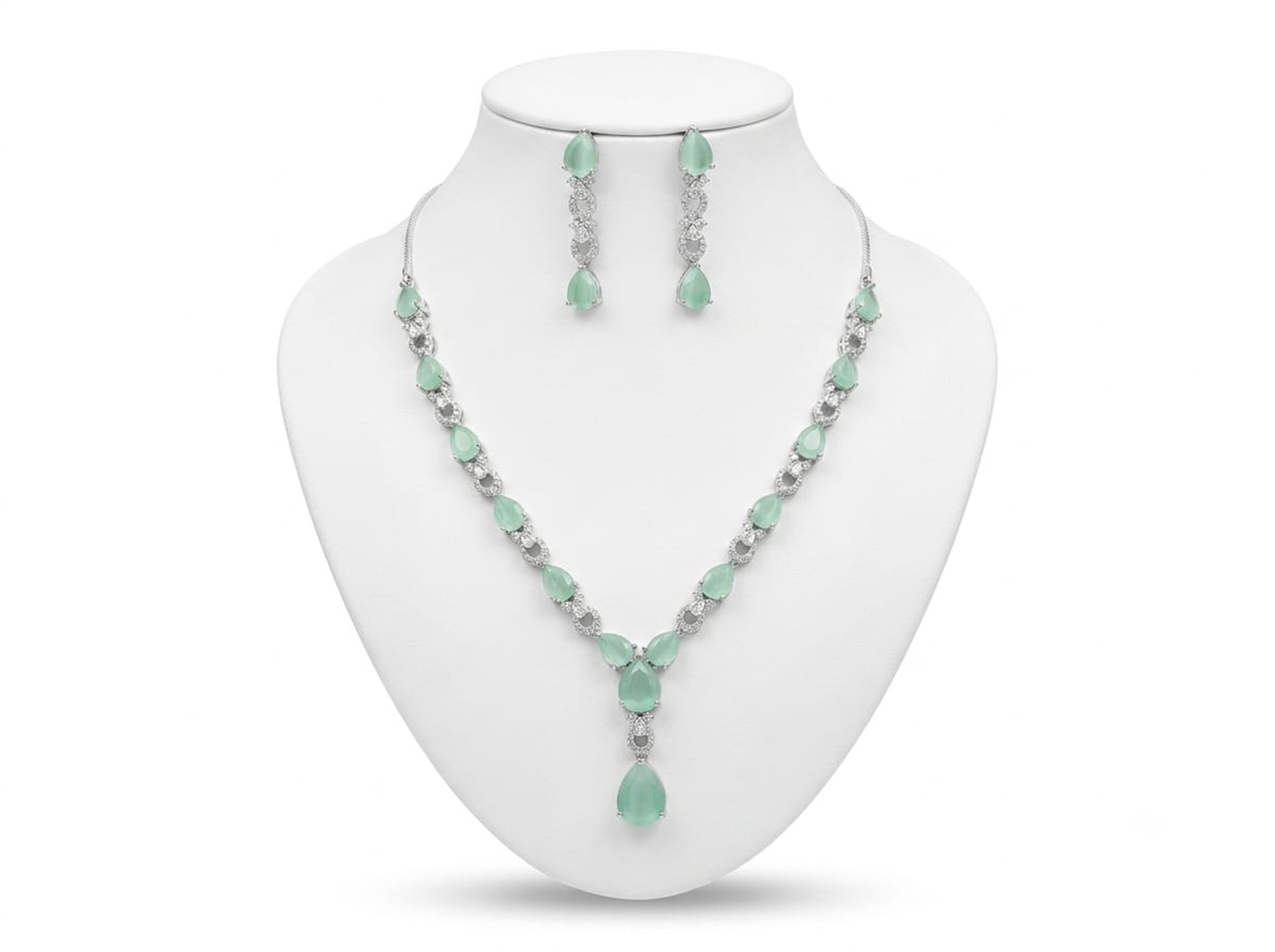 Mint Zirconia AD Jewellery Set
