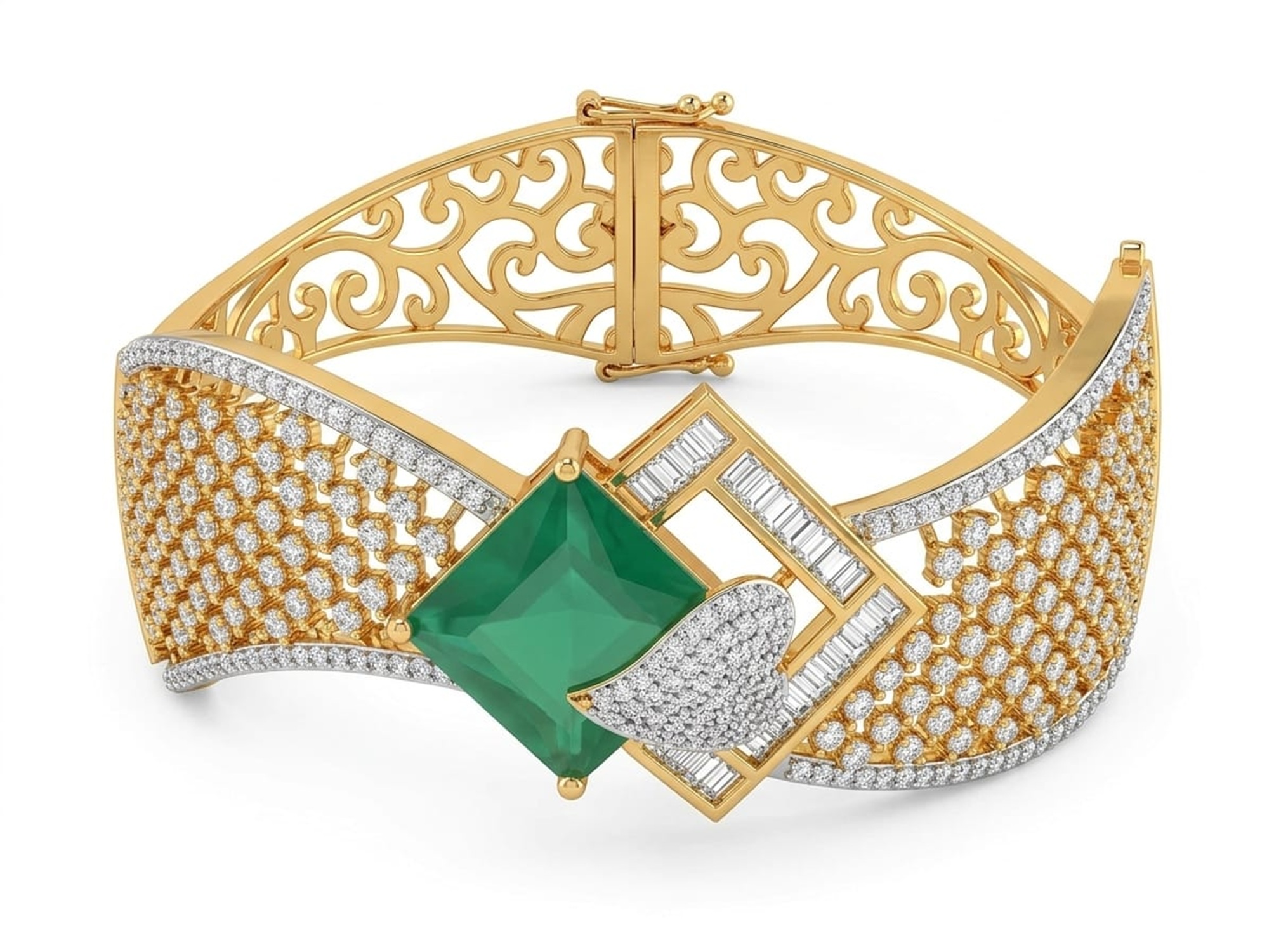Emerald Gold Diamond Bracelet