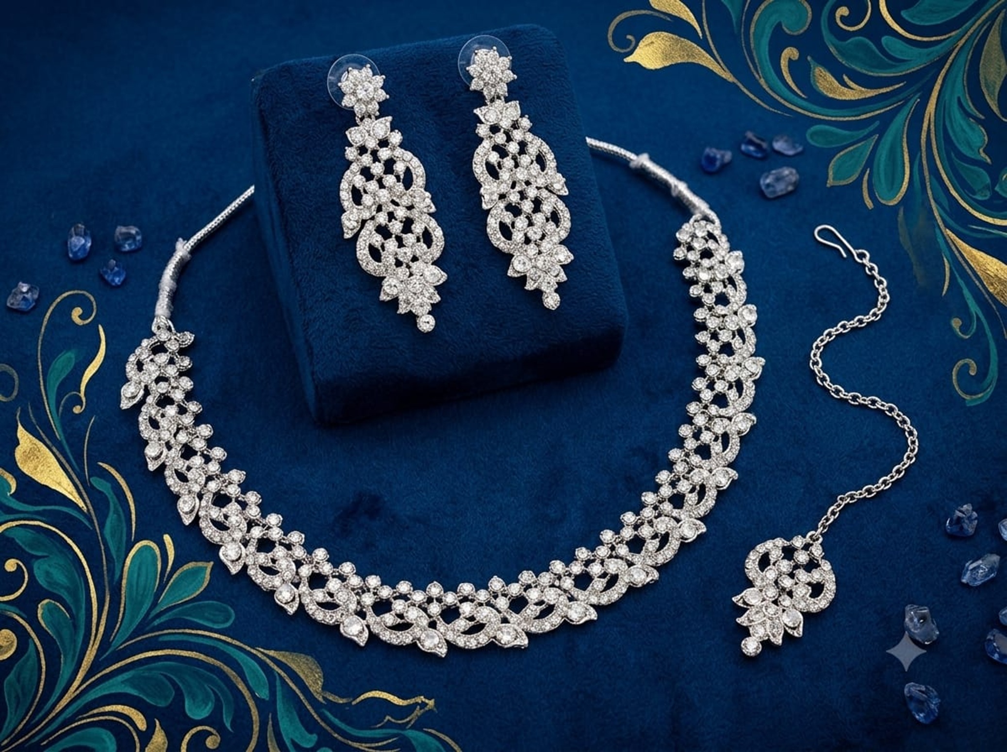 Crystal Bridal American Diamond Necklace Set