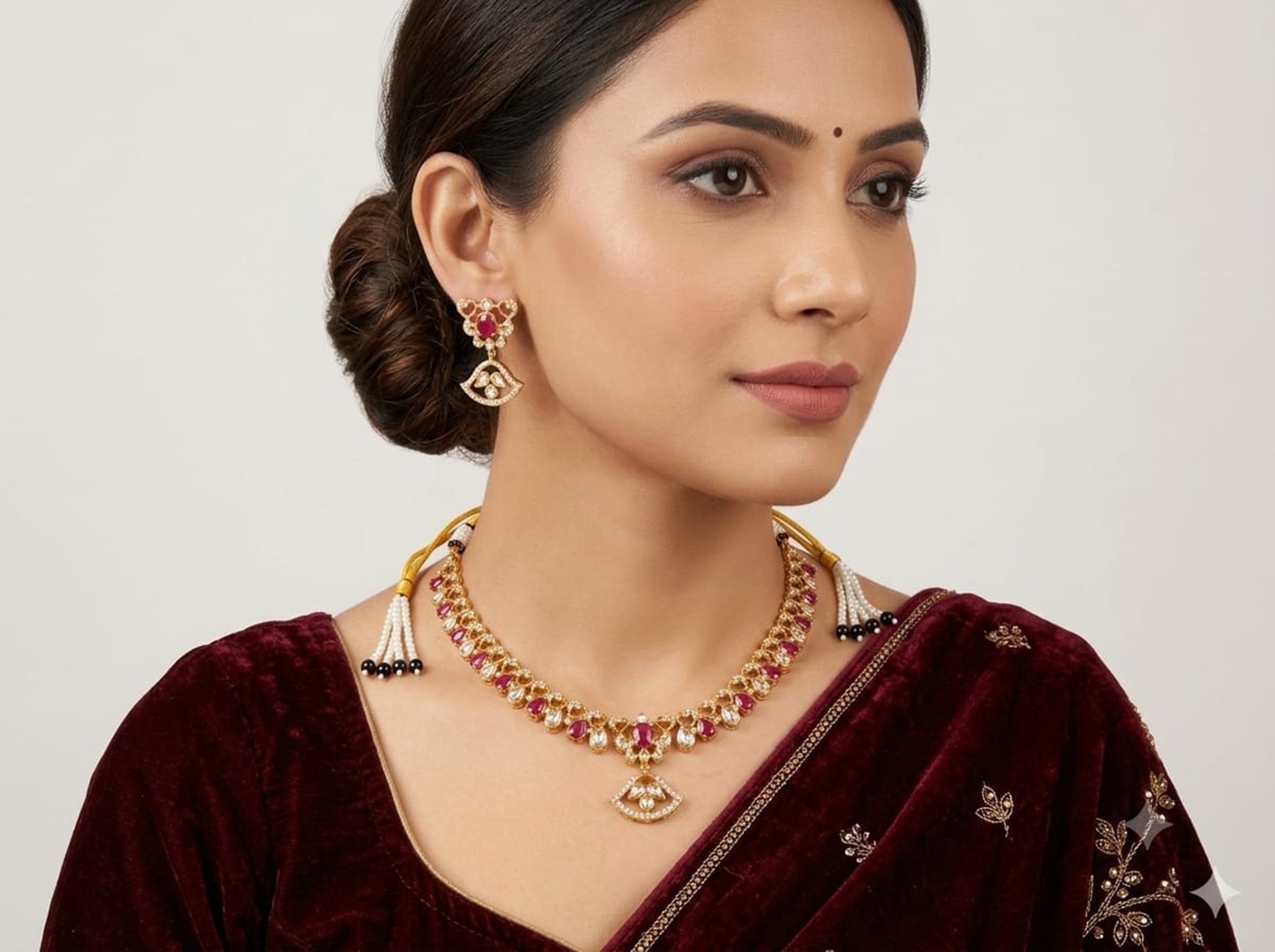 Traditional Gold-Plated Multi Color Handmade Kundan Necklace Set