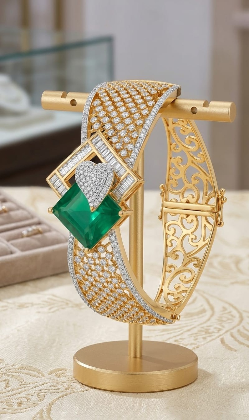Emerald Gold Diamond Bracelet