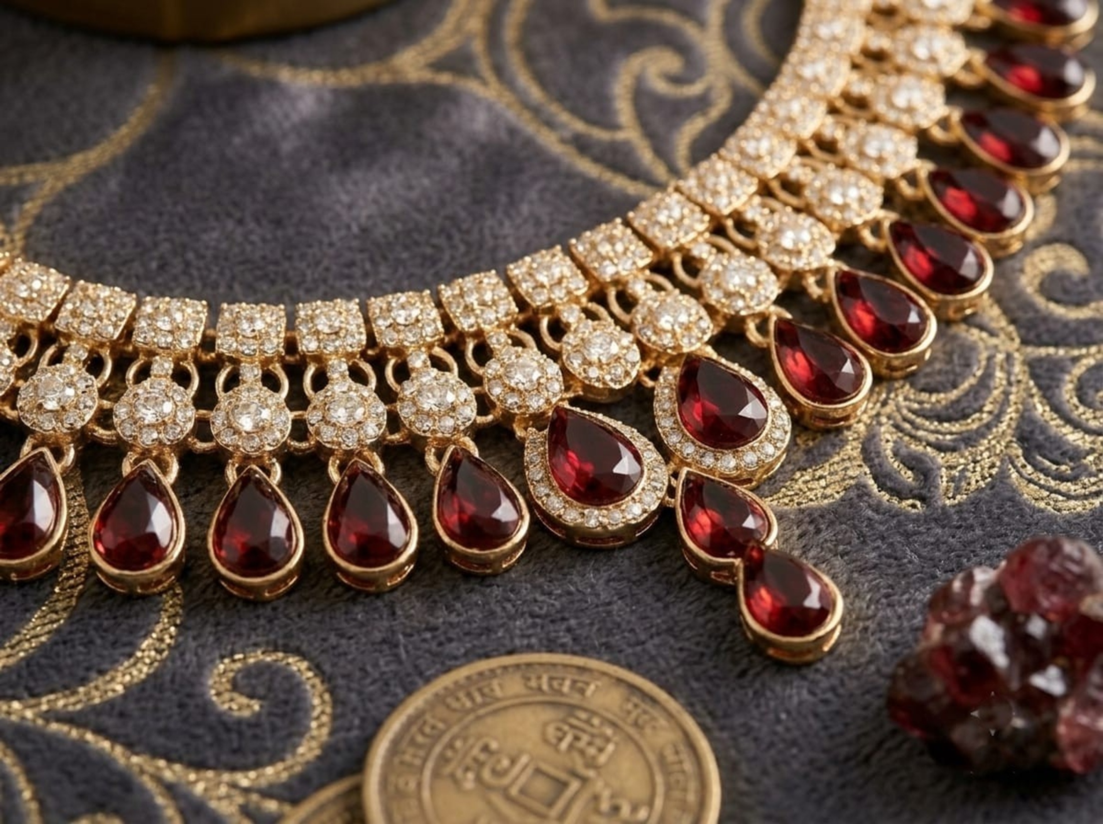 Ruby Gold-Plated Necklace Set