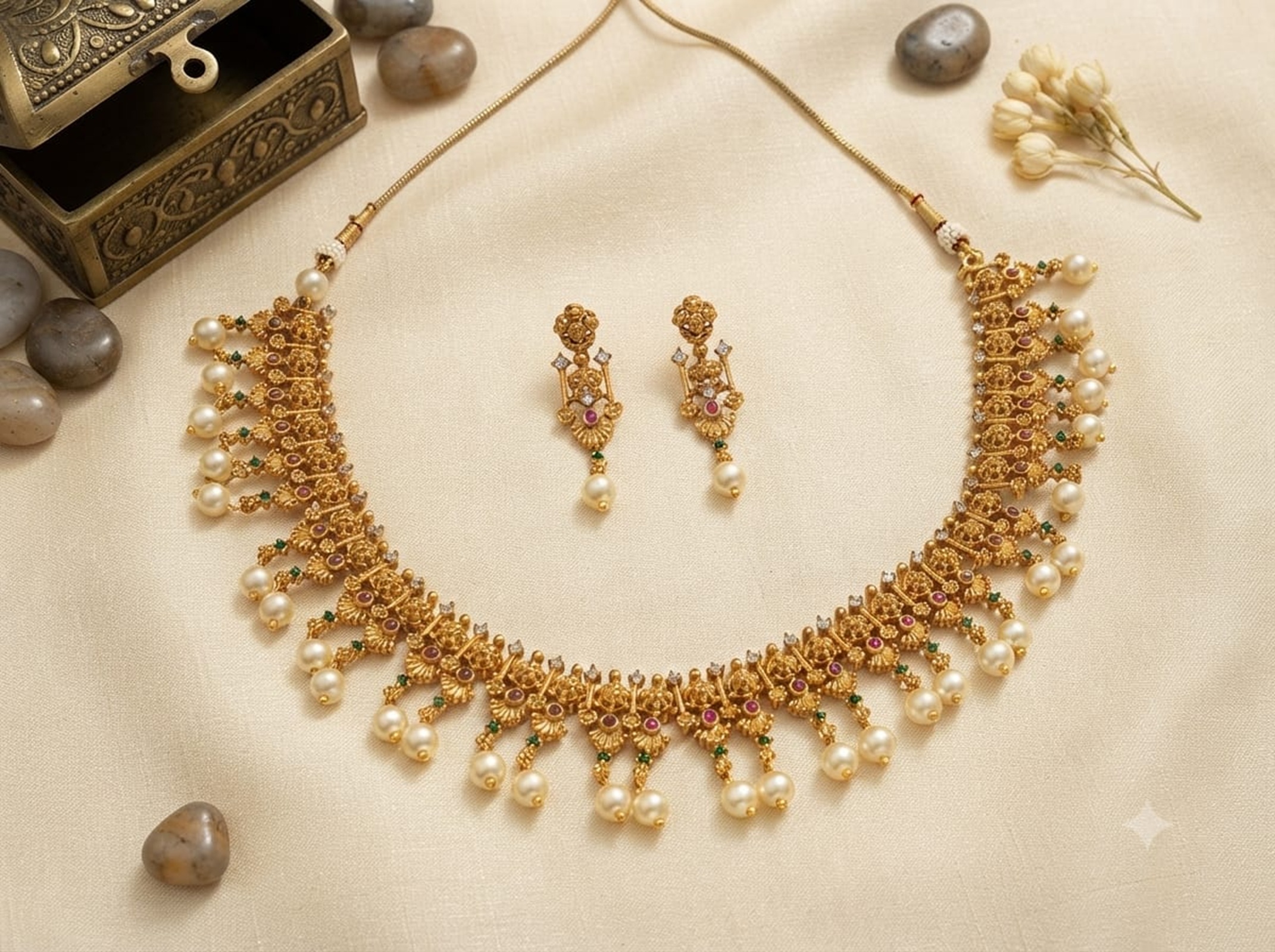 Traditional Gold Plated Antique Necklace Set
