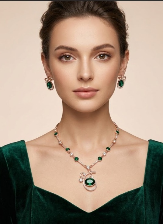 Emerald Gemstone Necklace Set