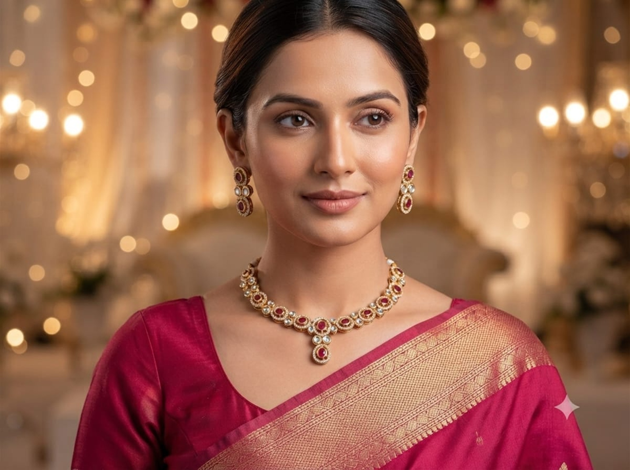 Floral Kundan Necklace Set