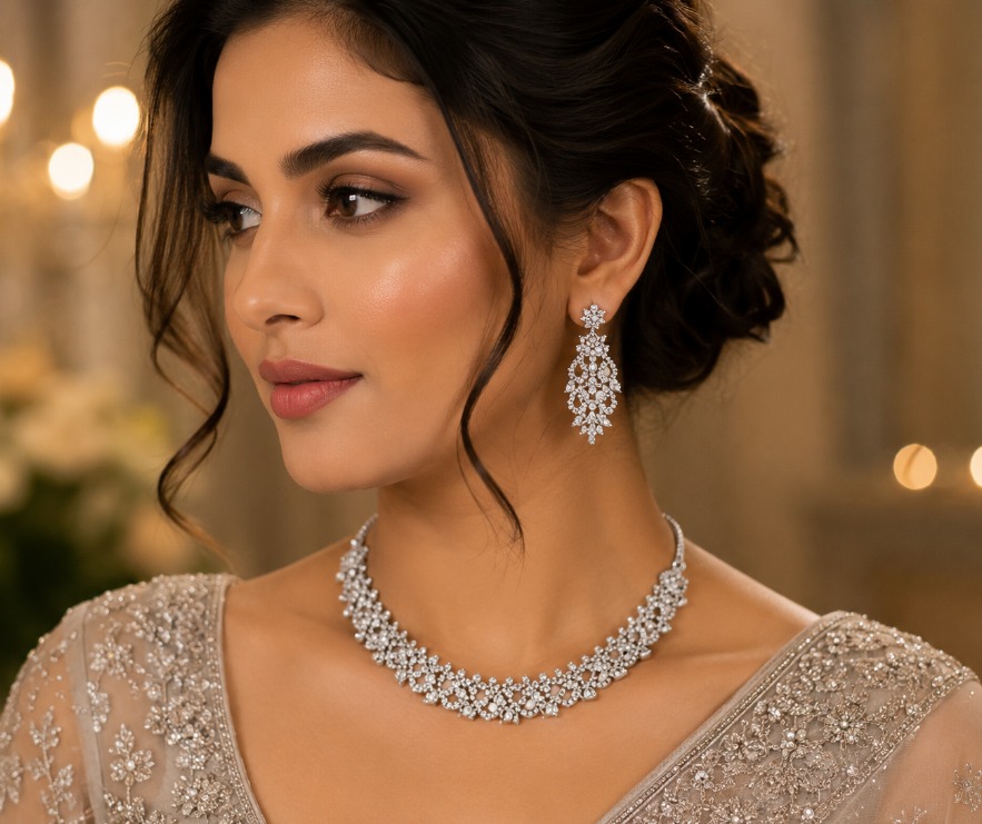 Crystal Bridal American Diamond Necklace Set
