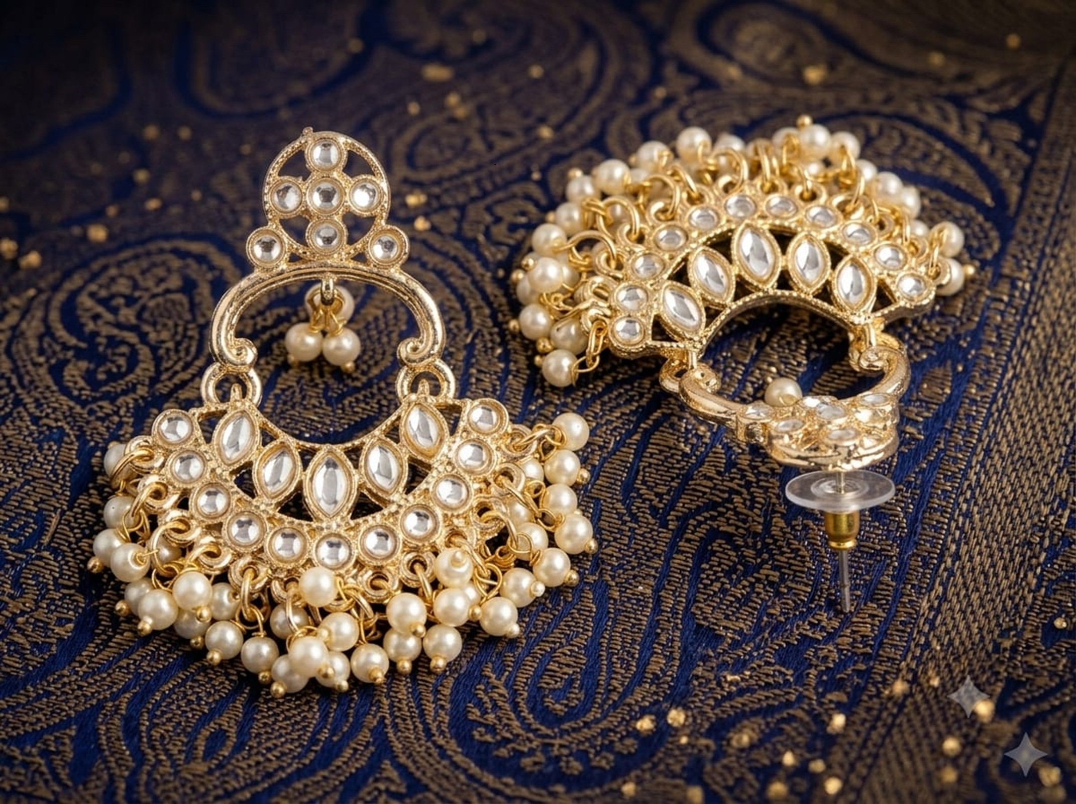 Pearl Embellished Chandbali Earrings
