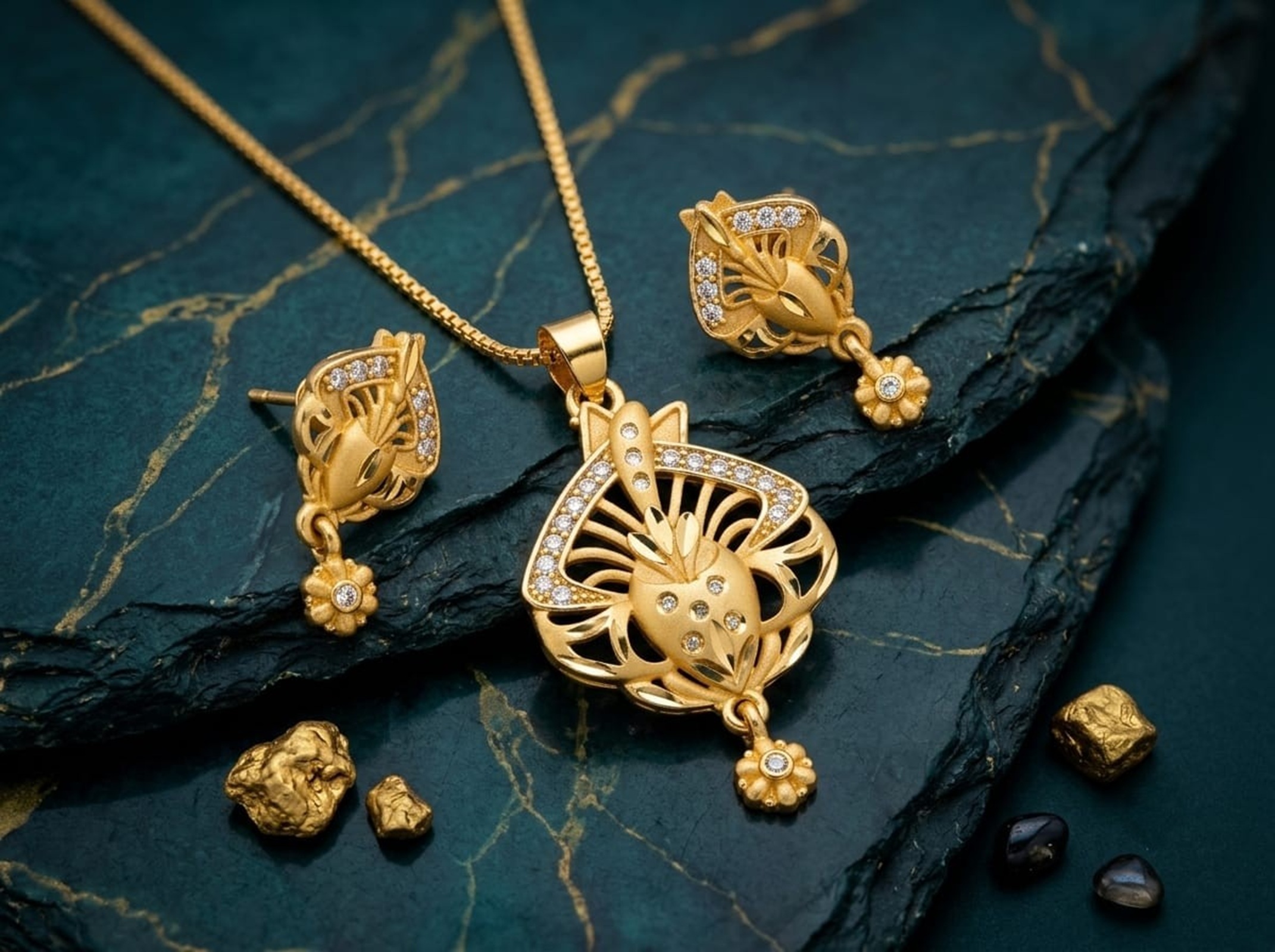 Elegant Gold-Plated Pendant Set