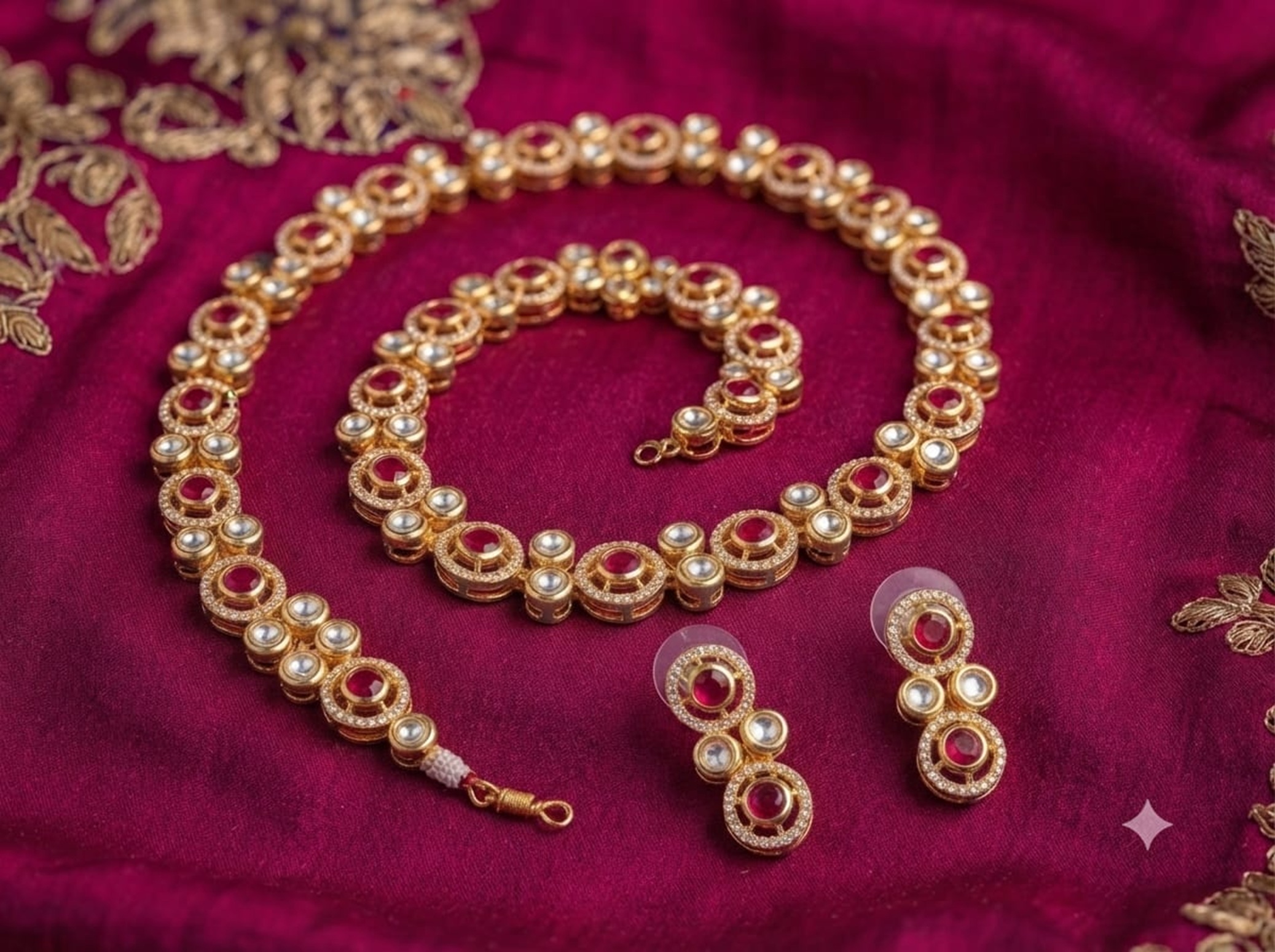 Floral Kundan Necklace Set