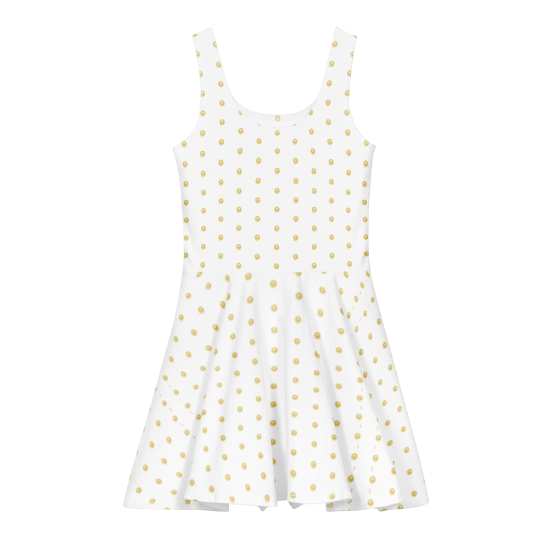 LEO White All-Over Print Cotton Skater Dress