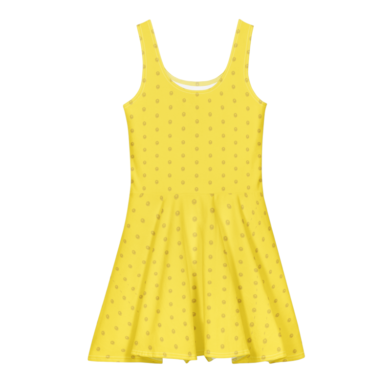 LEO Yellow All-Over Print Cotton Skater Dress