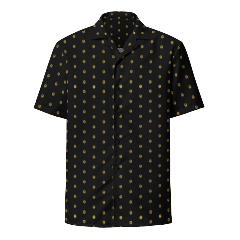 LEO Black All-Over Print Unisex Button Shirt