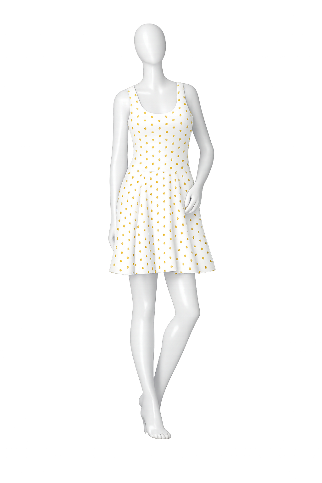 LEO White All-Over Print Cotton Skater Dress