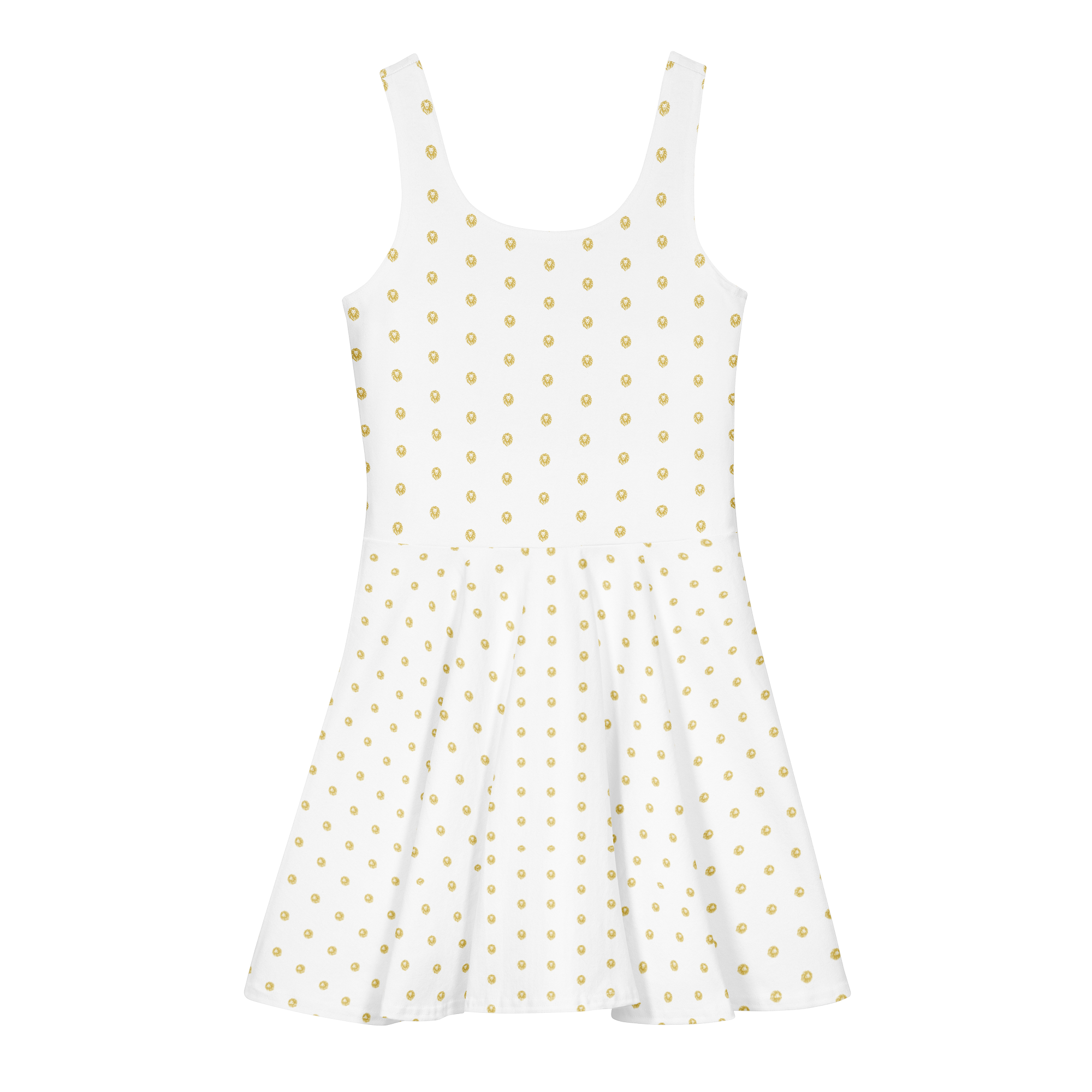 LEO White All-Over Print Cotton Skater Dress