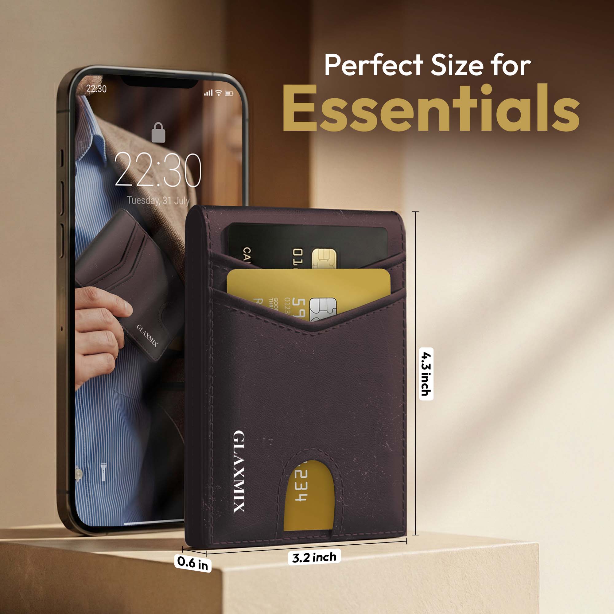 Mens Wallet Carzy Horse Leather - RFID Blocking Bifold Wallet, 2 ID Windows, Holds 15 Cards & Cash (Dark Brown)
