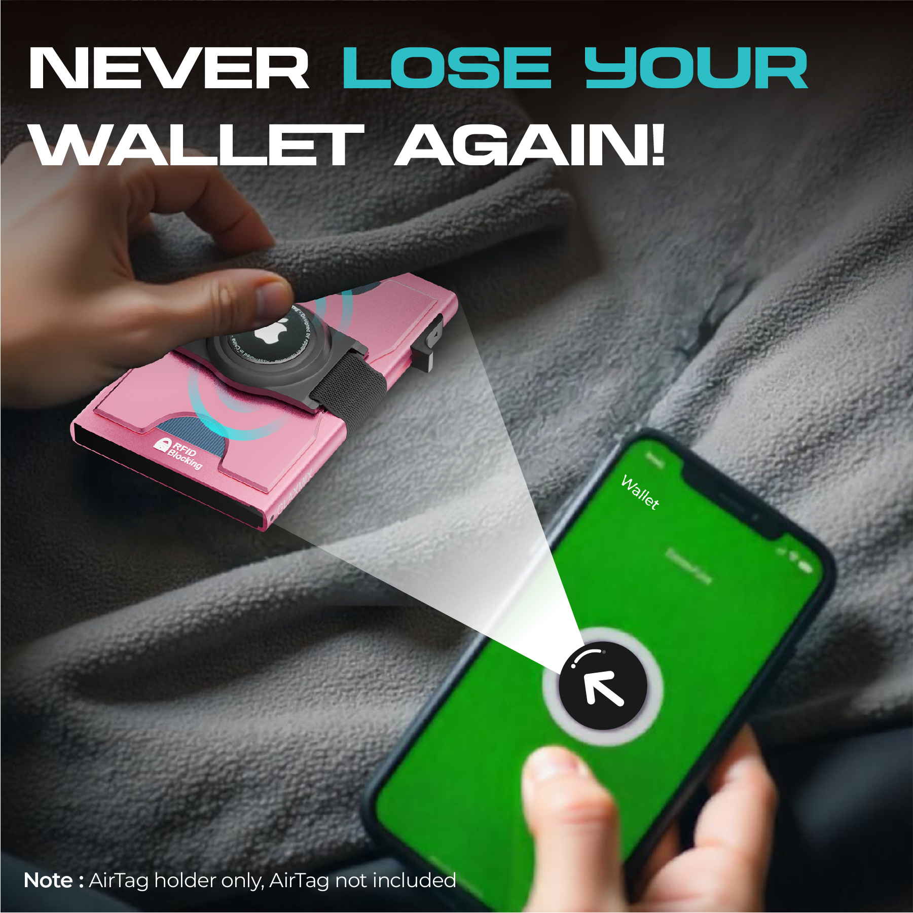 AirTag Wallet for Women - Pop Up Card Holder Wallet with RFID Blocking - Holds 10 Cards, Cash and AirTag, Scratchless Aluminium (Pink)