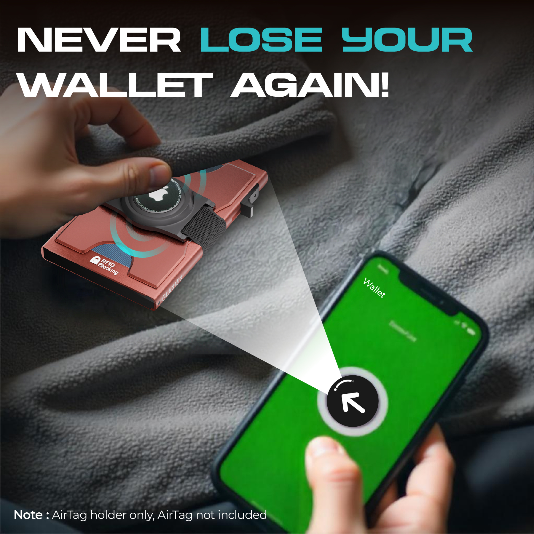 AirTag Wallet Unisex - Pop Up Card Holder with RFID Blocking - Holds 10 Cards, Cash and AirTag (Saddle Brown)