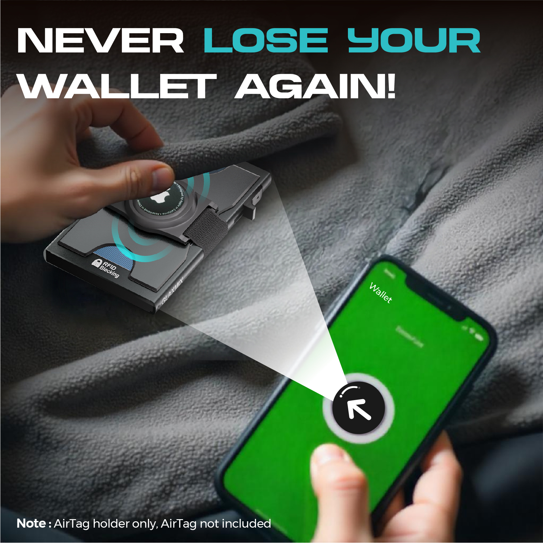 AirTag Wallet for Men - Pop up Card Holder Wallet with RFID Blocking - Holds 10 Cards, Cash and AirTag (Space Grey)