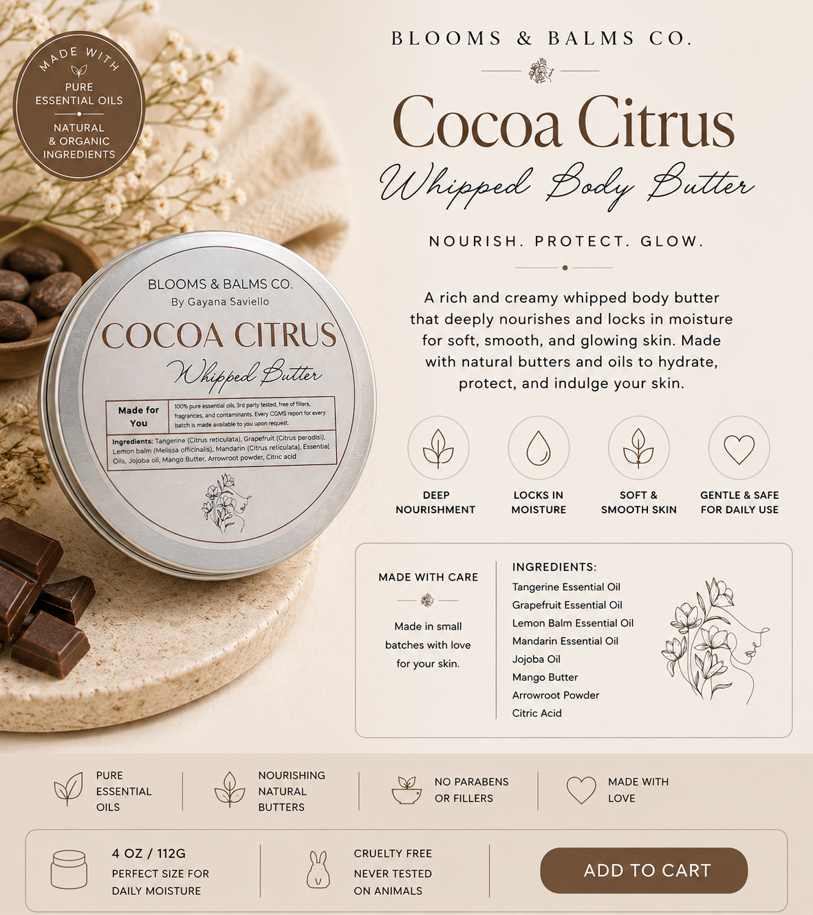 Cocoa Citrus Whipped Body Butter