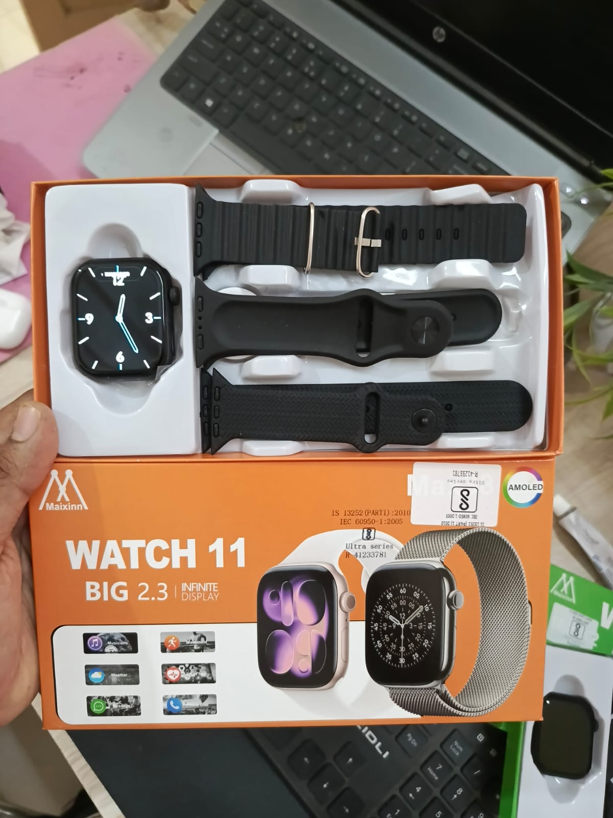 watch series 11 3 in1 straps Amoled Display