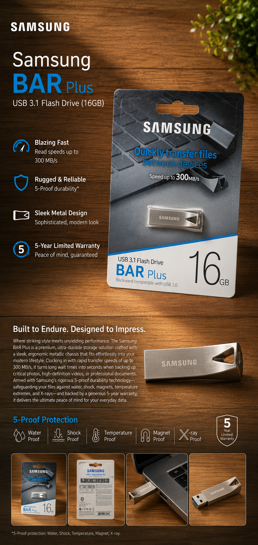 Samsung BAR Plus USB 3.1 Flash Drive 16GB