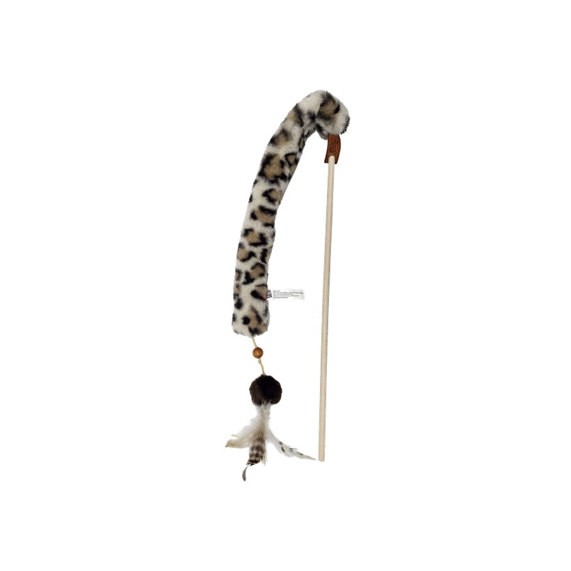 GiGwi Leopard Print Cat Teaser Wand with Crinkler