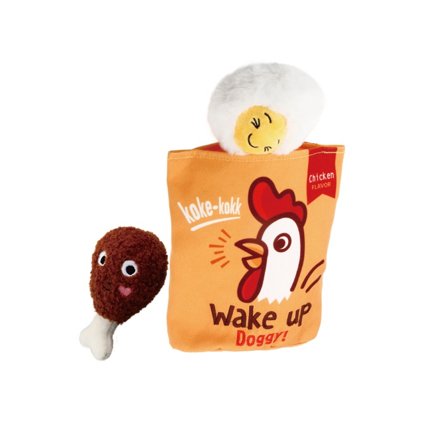 GiGwi Foody Friendz 3-iin-1 Wake Up Doggy Chicken Snack Bag - Egg, Drumstick and bag 