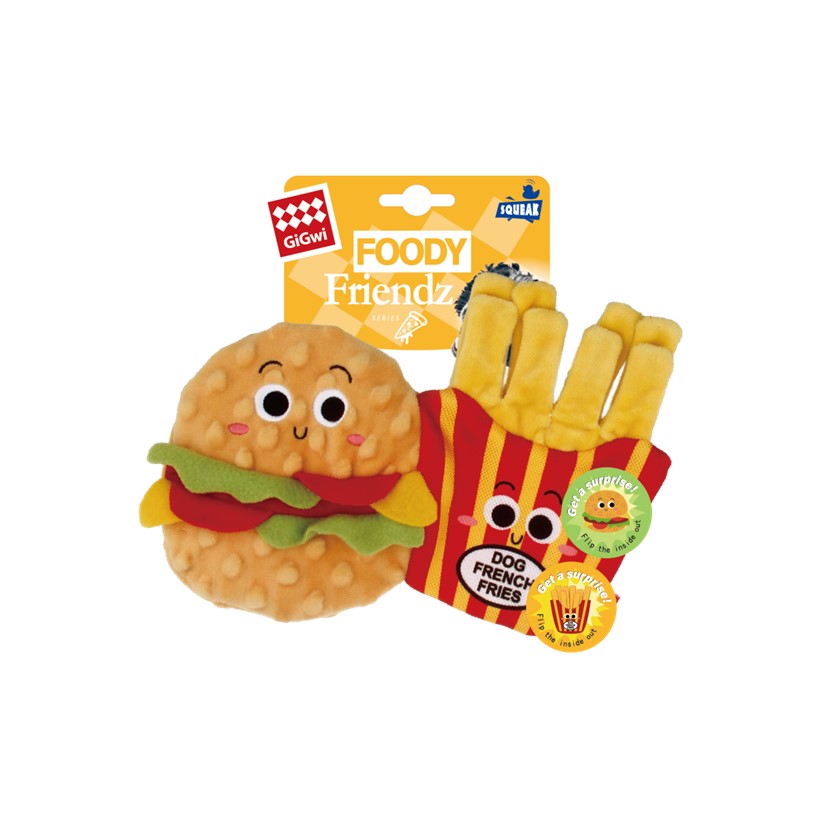 GiGwi Foody Friendz Dog Toy - Hamburger and Fries