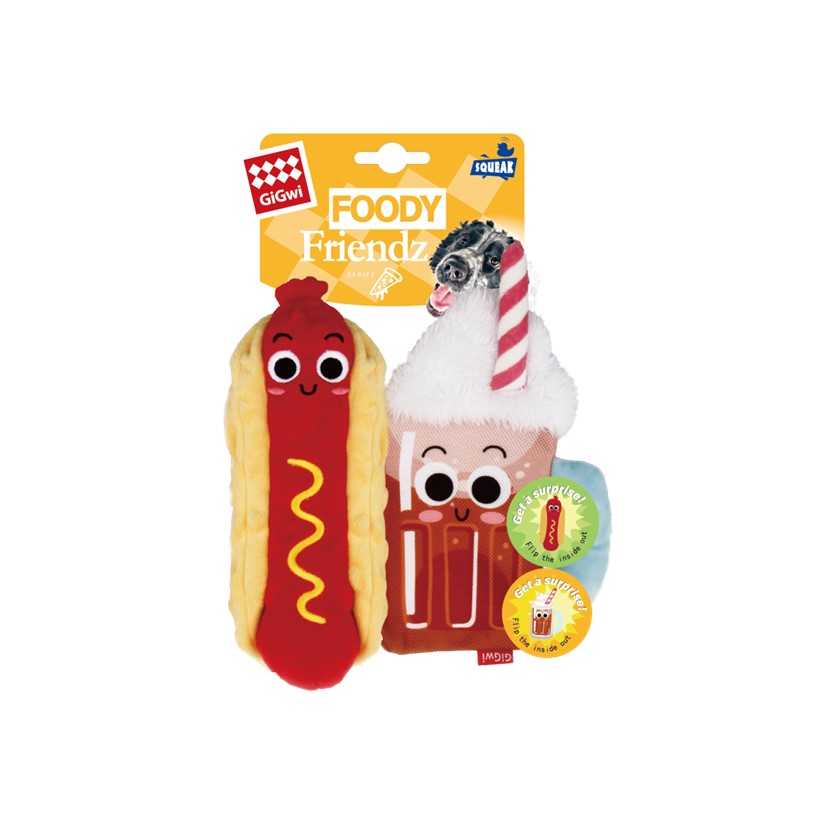 GiGwi Foody Friendz Dog Toy - Root Beer and Sausage