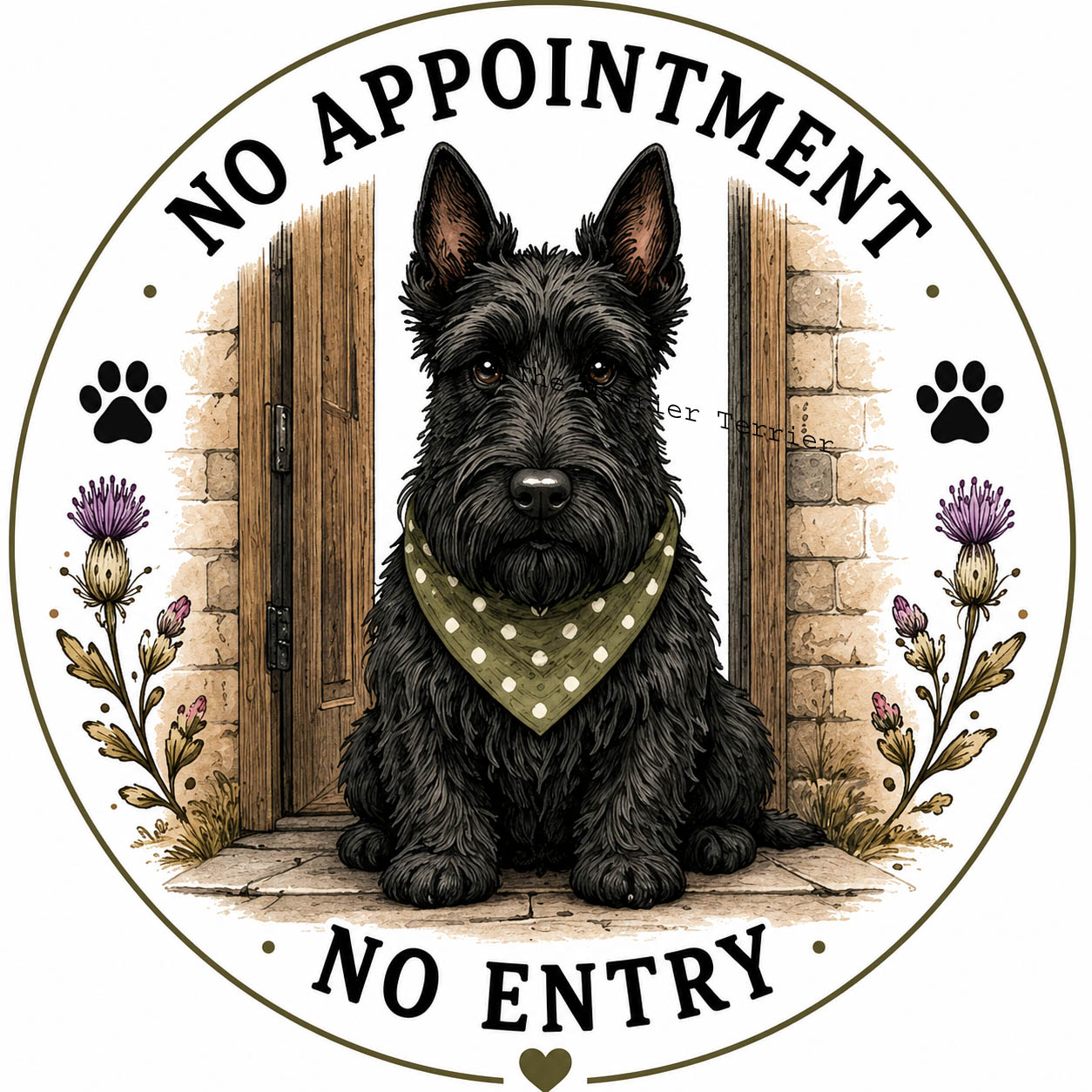 Scottish Terrier. No Appointment, No Entry.