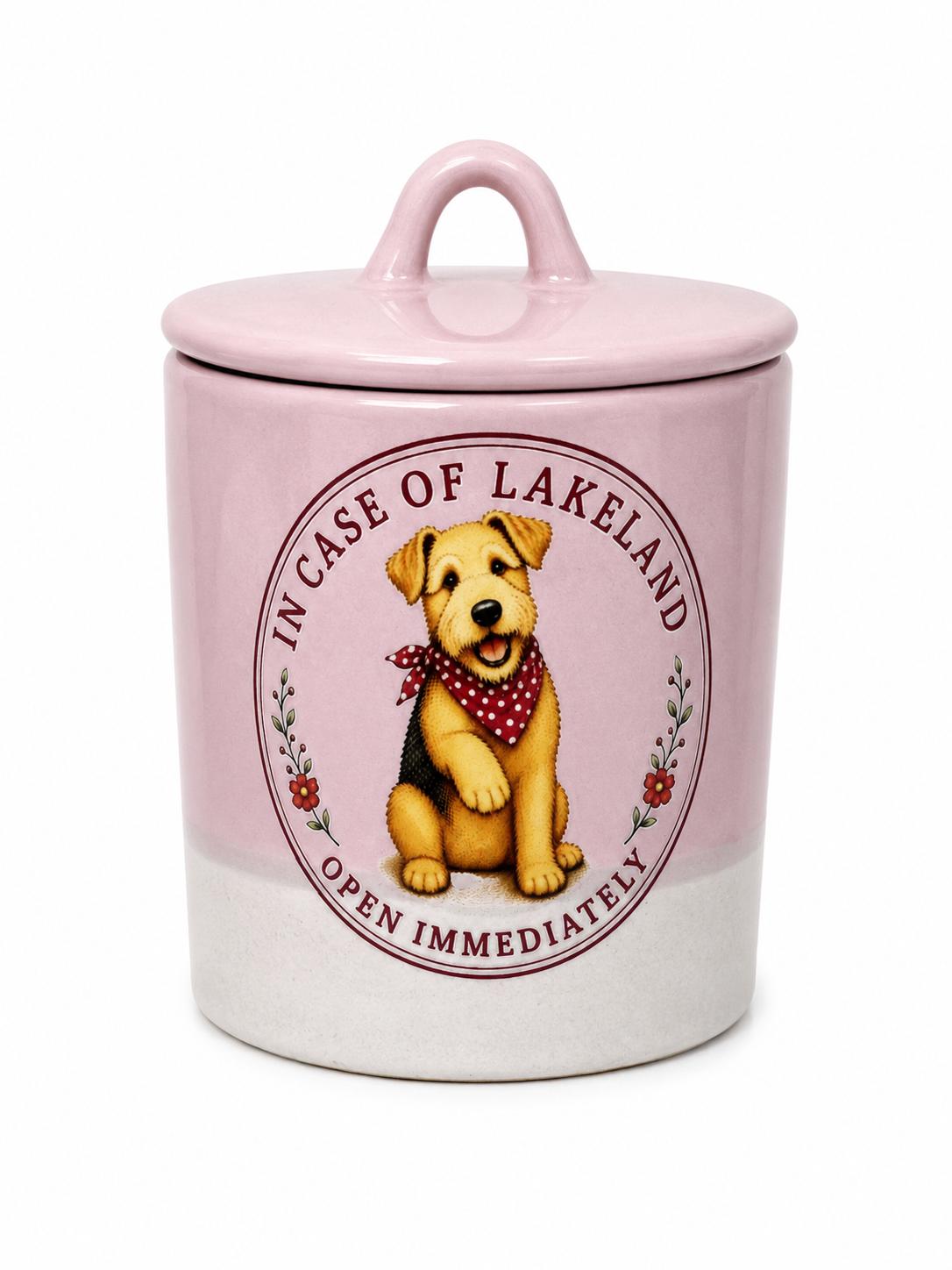 Pink Stoneware Treat Jar - Lakeland Terrier, Schnauzer or Wire Fox Terrier