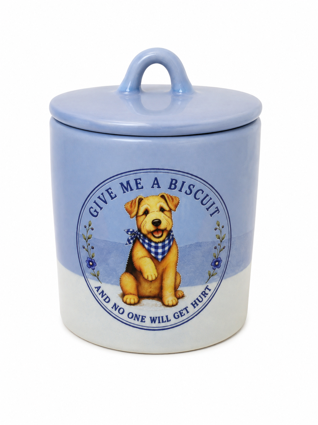 Blue Ceramic Treat Jar - Lakeland Terrier, Schnauzer or Wire Fox Terrier