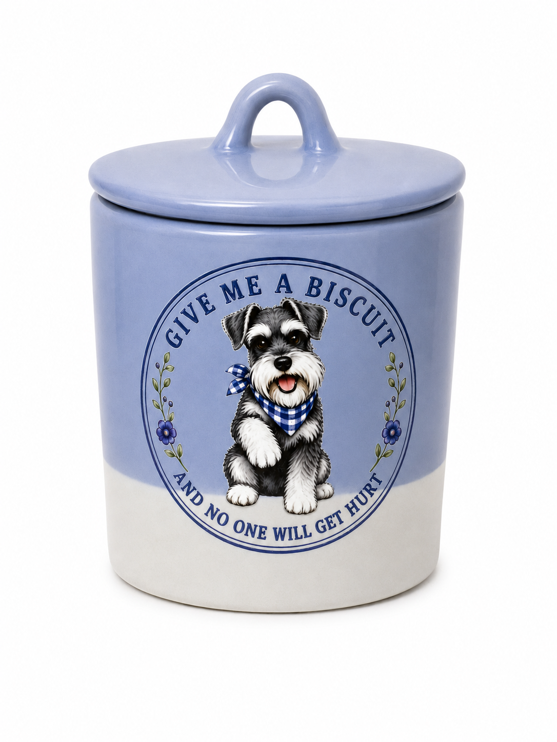 Blue Ceramic Treat Jar - Lakeland Terrier, Schnauzer or Wire Fox Terrier