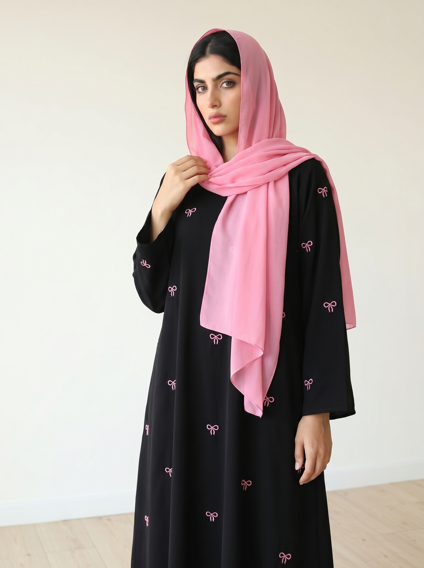 Light Pink Bow Abaya 