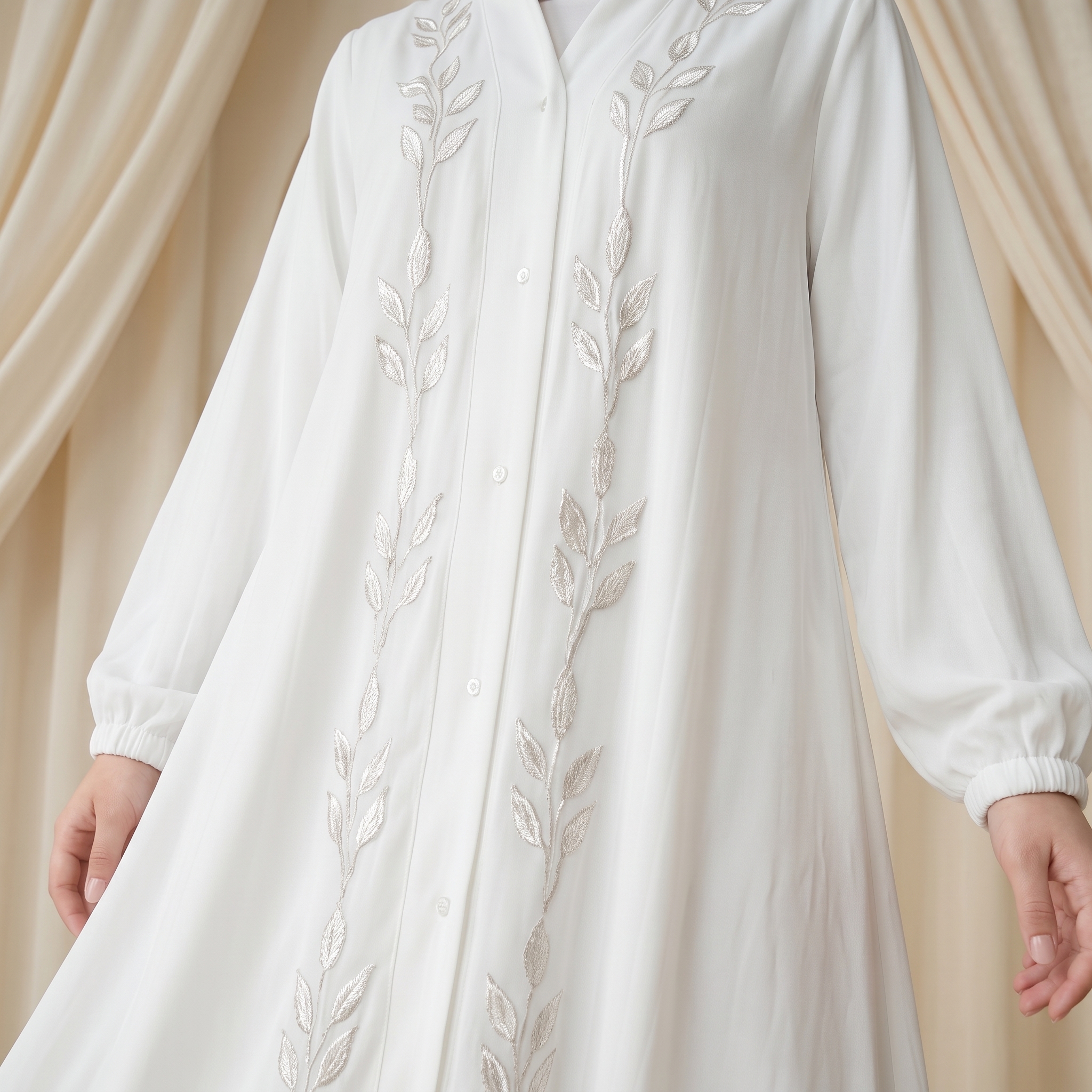 Lily White Embroidered Abaya Set