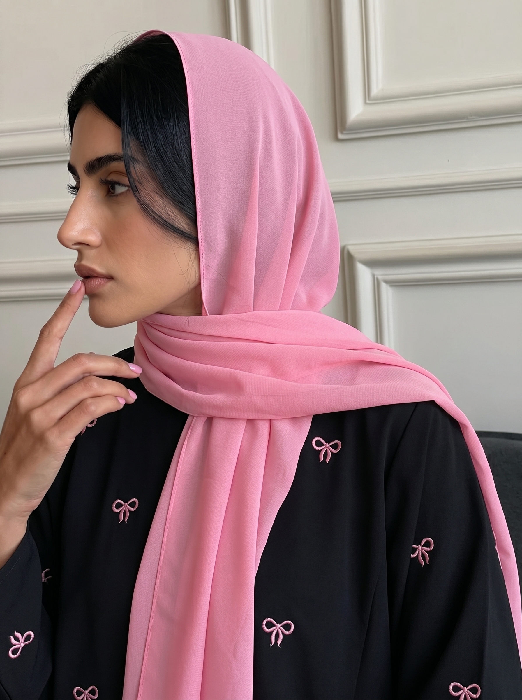 Light Pink Bow Abaya 