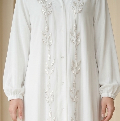 Lily White Embroidered Abaya Set