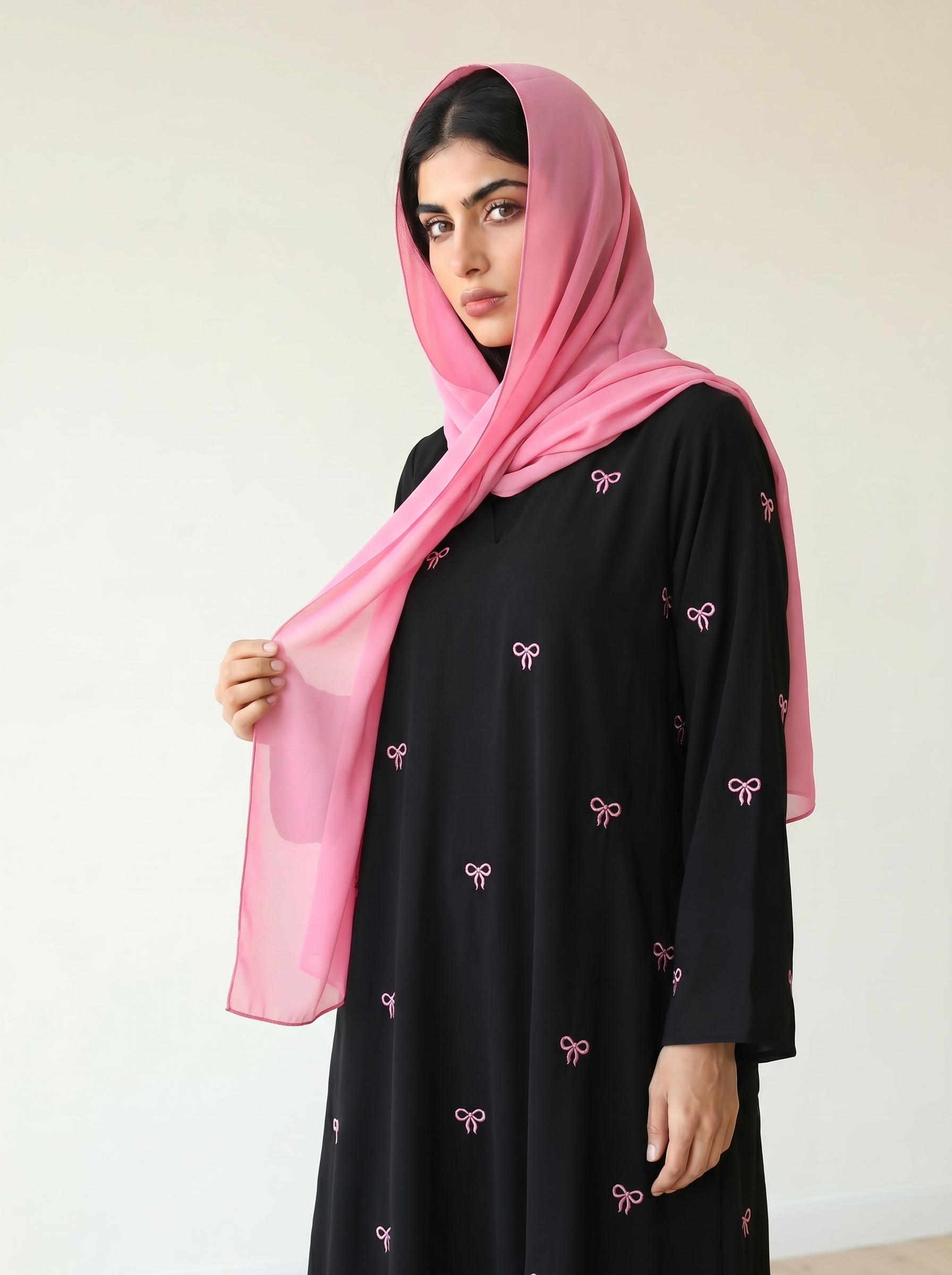 Light Pink Bow Abaya 