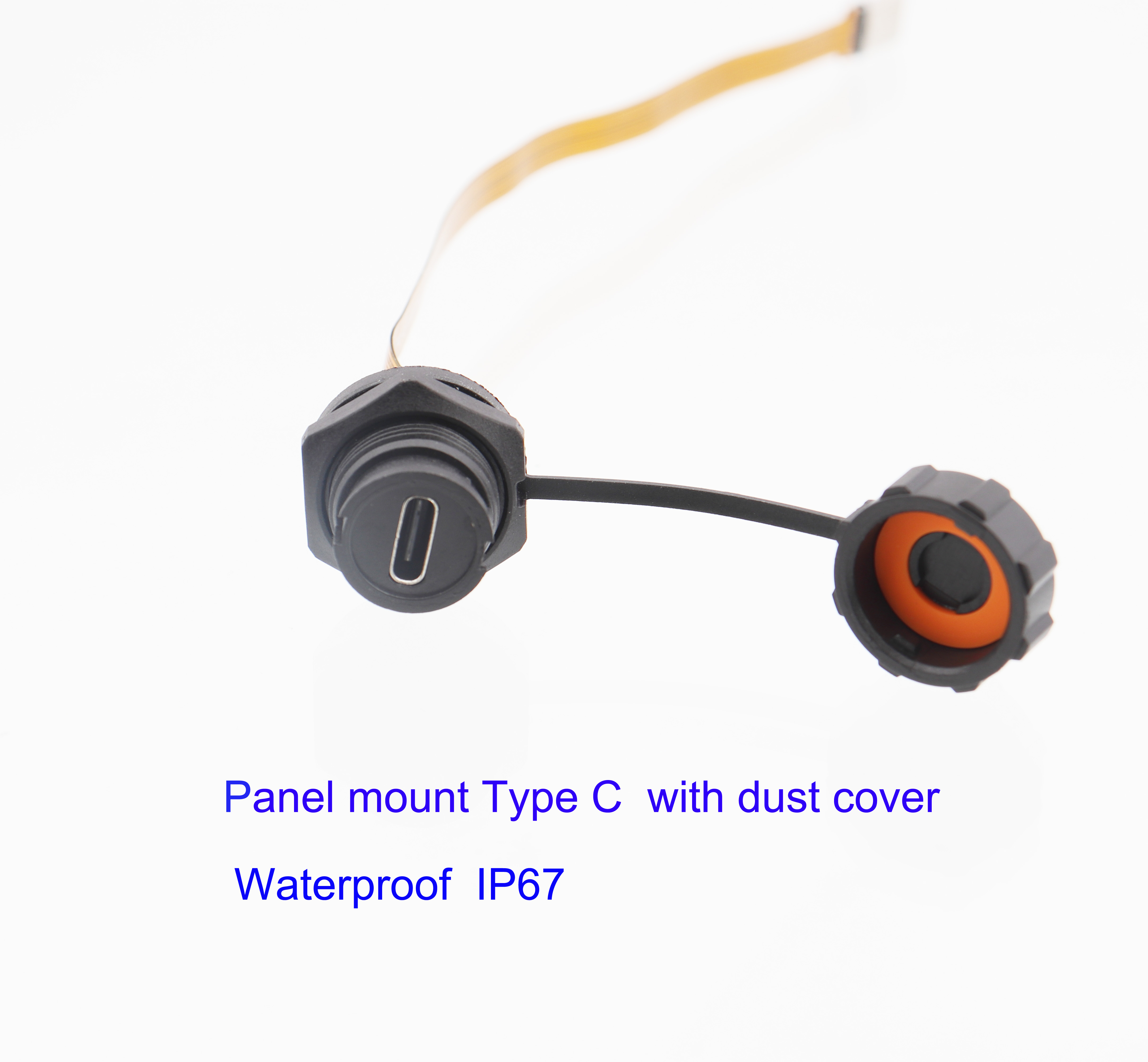Panel Mount USB Type C with 10 cm FPC Cable, USB 3.1 5Gbps, 3A Big Current