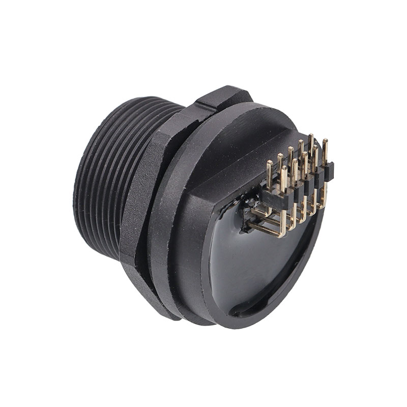 Panel mount Rj45  female to right angel pins 