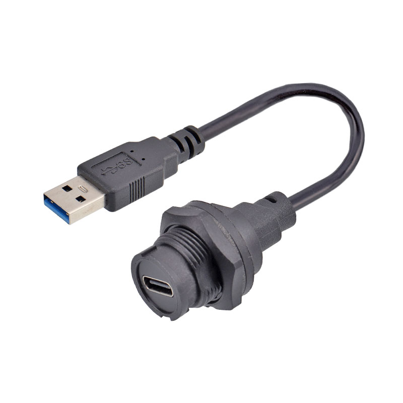 Panel mount type C  ,female socket to USB cable 