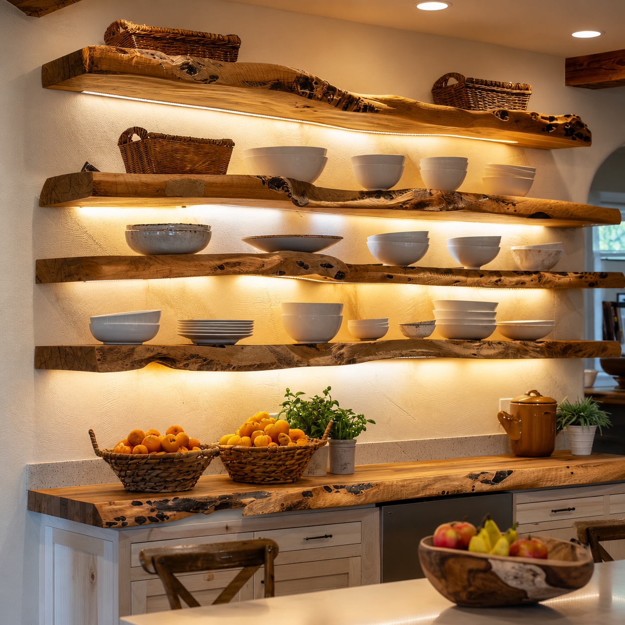 Kitchen Shelving Maple Live Edge Thick Profile