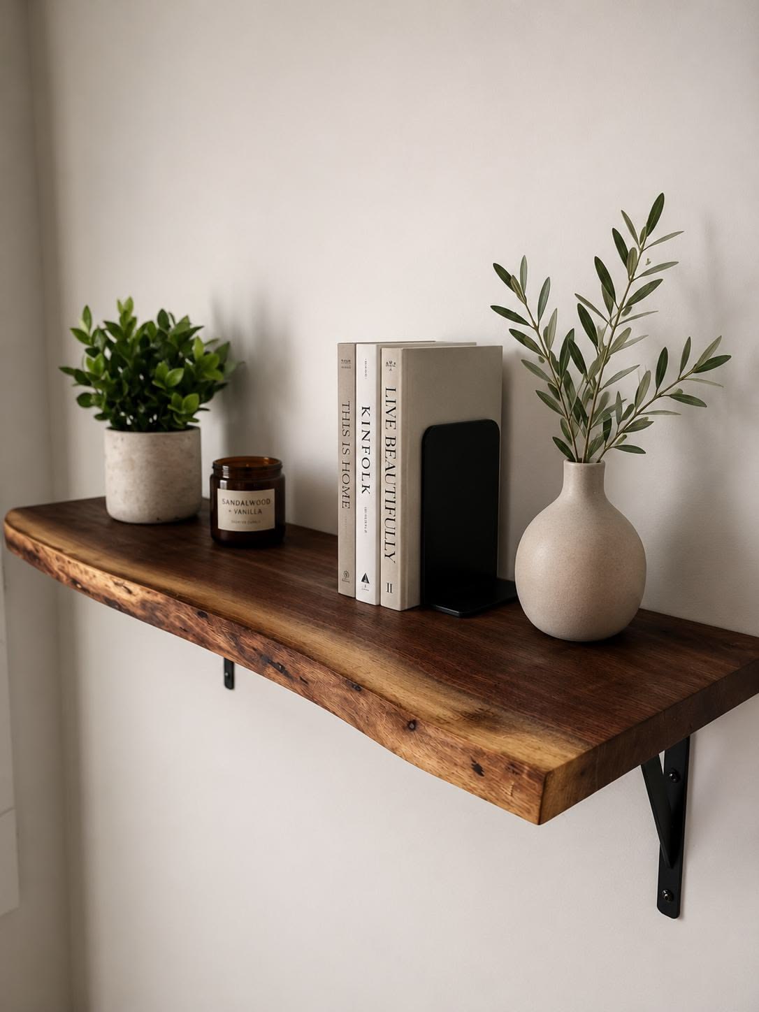Black Walnut Live Edge Shelf Type A Mounting Bracket