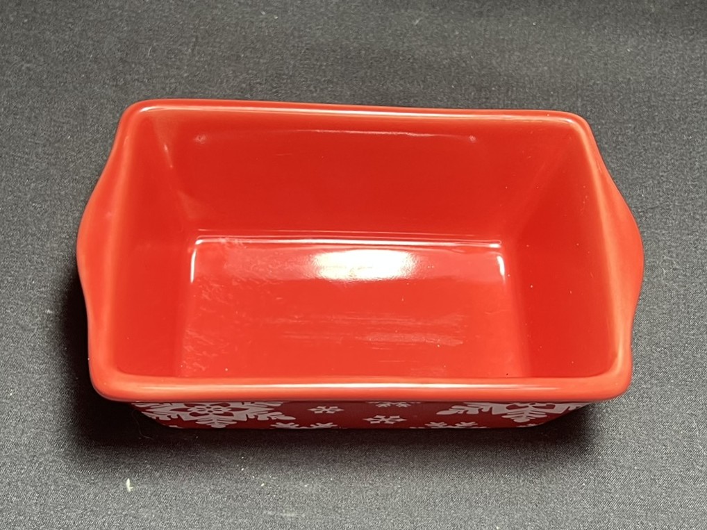 Red Snowflake Ceramic Loaf Pan | H232