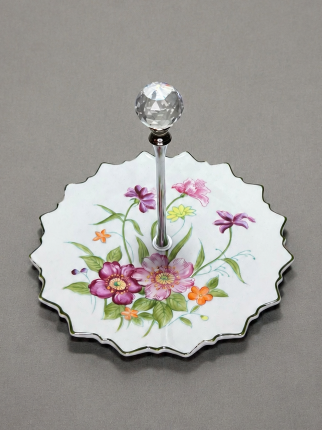 One Tier Floral Porcelain Jewelry Stand | 1PA100