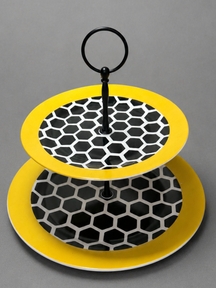 Honeycomb Pattern Two-Tier Serving Tray